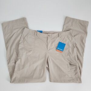 Columbia PFG Aruba Roll Up Pants Womens 12 Regular Tan Omni-Shade UPF 30 $45 NWT